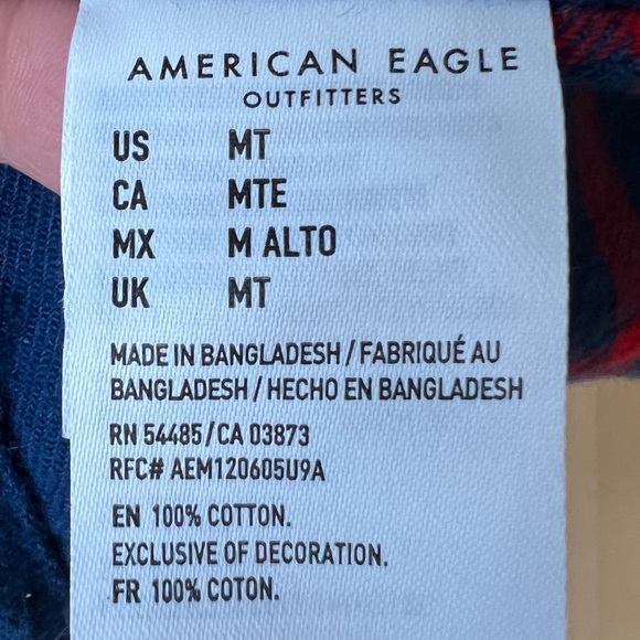 American Eagle Plaid Flannel Long Sleeve Button Down Shirt - Picture 6 of 8